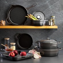 Trendexa Guss Chef Döküm Sahan Çift Kulplu 22 cm 1 Parça-Gri