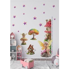 Trendexa Minik Periler Temalı Boy Ölçerli Çocuk Odası Duvar Sticker Seti Mat Pvc Sökülebilir