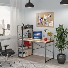 Trendexa CLM108 Ceviz Metal Kitaplıklı Çalışma Masası