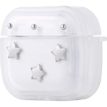 Trendexa Apple ile Uyumlu Airpods 4 Airbag 44 Simli Şeffaf Kutup Kılıfı, Yıldız