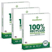 Trendexa %100 Geri Dönüştürülebilir Çok Amaçlı Kağıt, 9,1 Kg, 92 Parlak, 8,5 x 11 Inç, 3 Paket 400 Yaprak, Toplam 1200 Yaprak, 00018-3, Beyaz