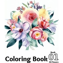Trendexa Creative Flowers Coloring Book For Adult; 40 Flowers Design, 8.5X11 Inch. 01