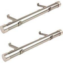 Trendexa 3,8 cm Yan Perde Çubuğu; 30,48-50,8 cm (2'li Set), Saten Nikel
