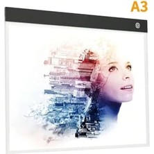 Trendexa A3 LED Işıklı Çizim Tableti LED Çizim Kopyalama Tableti Eskiz Anime Portre Grafik Çizim 3mod Beyaz