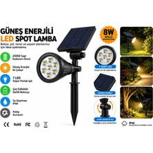 Atlt Atlantis 8W Güneş Enerjili Çim Solar LED Spot Lamba Bahçe Aydınlatma Sarı Renk 7 Ledli Hareket Sensörlü Su Geçirmez Bahçe Yol Teras Balkon Kapı Önü Yürüyüş Yolu Göl Kenarı Için Uygun Sıcağa Soğuğa Dayanıklı