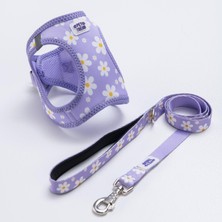 Trendexa Purple Dream Göğüs Tasması ve Sevk Kayışı Tasma Seti Papatya Desenli Kedi Köpek Göğüs Tasması Seti