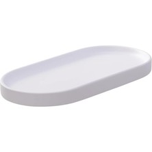 Trendexa Dekoratif Oval Tepsi 29X15 Cm, Banyo Tezgâh Organizeri, Sabunluk ve Kozmetik Düzenleyici, Beyaz