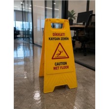 Trendexa Katlanabilir Kaygan Zemin Uyarı Levhası, Sarı Pvc Tabela
