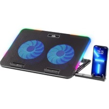 Trendexa M2 R-Type Rgb Işıklı, 2 Büyük Fanlı, Telefon Standlı, 2 USB Notebook Soğutucu Stand
