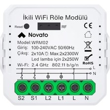 Trendexa Tuya Uyumlu Akıllı Anahtar Modülü, Çift Çıkışlı, Anahtar Girişli, 2X10A - 220V Röle, Google Asistan ve Alexa Destekli