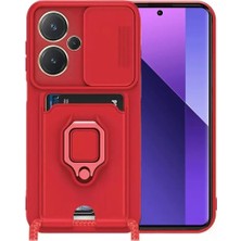 TeknoKapsül Xiaomi Redmi Note 13 Pro Plus Kılıf Zuma Kartvizitli Yüzüklü Silikon - Kırmızı