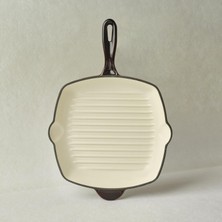 Tr Heritage Demir Döküm Emayeli Grill Tava 28 cm Kırmızı