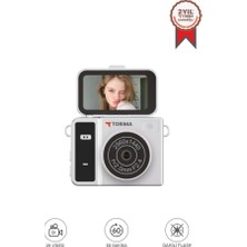 Tr Torima Mini Dijital Kamera 2k Flip Ekranlı Selfie Video Vlog Kamerası CMR46 Siyah