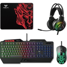 Tr T650 4'ü 1 Arada Oyuncu Seti Rgb Kablolu Membran Klavye 3600 Dpı Mouse Mikrofonlu Kulaklık ve M