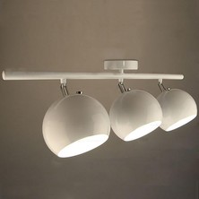 Tr Retro Beyaz 180 Derece Hareketli Modern Spor 3 Lü LED Spot Avize Beyaz Ampullü