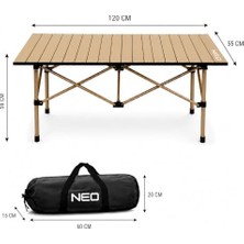 Trendexa Neo Trail Katlanabilir Premium Kamp Masası | Kompakt Tasarım; 120X55 4 Kişilik Masa, Taşıma Çantalı, Kolay Kurulum