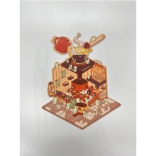 Trendexa Dıy Tavşan Kafesi Tasarlama 2 Yaprak 122 Adet 3D Diorama Izometrik Sticker Seti