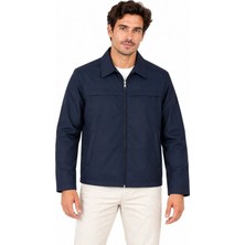 Gökyüzü Moda Erkek Su Itici Rüzgar Keser Astarlı Tam Fermuarlı 4 Mevsim Regular Fit Mont Ceket - Lacivert