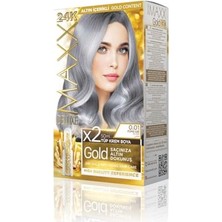 Trendexa Gold Serisi 24K Altın Parçacıklı Serum ile 1 Kutu 2 x 50 ml ve Geliştiriciler Saç Boyası (Füme Gri 0.01)