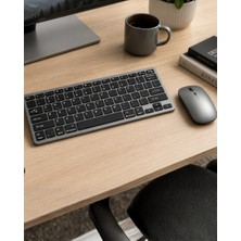 Sungur's Store Şarjlı Kablosuz Klavye ve Mouse Seti Kompakt Taşınabilir Tasarım