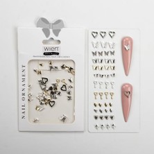 Trendexa 48'li Kalp ve Kelebek Dizayn Metal Tırnak Süsleme Charm Taşları WN-521