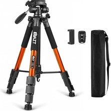 Trendexa Q111 Pan Kafalı Tripod; 150 cm Yükseklik, 10 kg Kapasite, Çanta, Telefon Tutucu ve Kumanda, Turuncu
