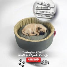 Trendexa 45 cm Antrasit Bej Sünger Simit Kedi ve Küçük Irk Köpek Yatağı