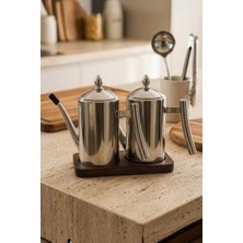 Trendexa 2'li Çelik 3 Parça 500 ml Standlı Çok Amaçlı Demlik ve Yağdanlık Seti