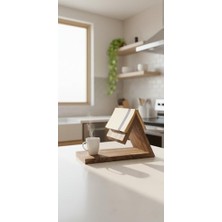 Trendexa Ahşap Kitap Standı, Doğal Ahşap Malzeme, Fincan Bölmeli, 45X26X16 Cm, Et Kalınlığı 3 cm