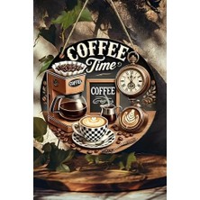 Trendexa Mdf Kapı Panosu, Coffee Time Yazılı, 20 Cm, Vintage Kahve Köşesi Dekoru, KS002