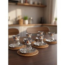 Tr Topkapı 6 Kişilik Çay Seti, French Press Hediyeli, 9 Farklı Osmanlı Desenli Çay Bardağı T
