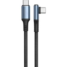 Trendexa 90 Derece Açılı USB Type-C Şarj Kablosu, Oyun Için Uyumlu, Dayanıklı Örgülü, Type-C To Type-C, 60W