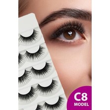 Trendexa Ruby Face Doğal Görünümlü Ipek Bütün 5'li Takma Kirpik Seti- 5 Çift Gerçek Takma Kirpik- Model: C8