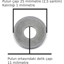 Trendexa Yuvarlak Demir Pul, Kaplı Çok Amaçlı, 25 Milim Kalınlık, Boşluk Çap 11, Şase Pulu Galveniz, Tamir Pulu Çap, 1 Milimetre Orta, Milimetre 10 Adet