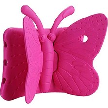 Trendexa Apple iPad 8. Nesil 10.2" ile Uyumlu Kelebek Desenli Kılıf A2270 A2428 A2429 A2430 Pembe Koyu