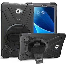 Trendexa Samsung Galaxy Tab A 10.1 T580 T583 T585 ile Uyumlu Defender Askılı Zırhlı Tank Kılıf Siyah
