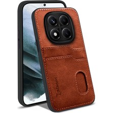 Xiaomi Redmi Note 15 Pro 5g Uyumlu Kılıf Zebana Kartlıklı Lüx Deri Kılıf Kahverengi