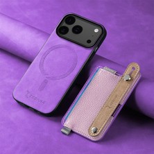 Apple iPhone 18 Pro Uyumlu Kılıf Zebana M-Safe 2in1 Kartlıklı Best Deri Kılıf Mor