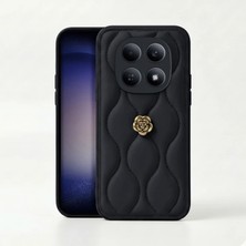 Xiaomi Redmi Note 15 4g Uyumlu Kılıf Zebana Camellia Deri Kılıf Siyah