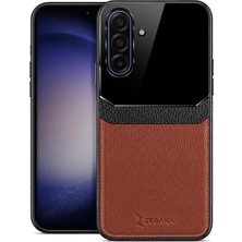 Samsung Galaxy A57 Uyumlu Kılıf Zebana Lens Deri Kılıf Kahverengi