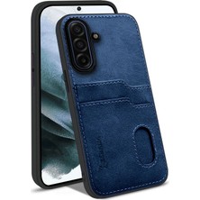 Samsung Galaxy A37 Uyumlu Kılıf Zebana Kartlıklı Lüx Deri Kılıf Lacivert