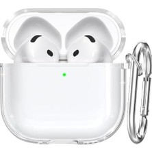 Trendexa Airpods 4 Uyumlu Şeffaf Yumuşak Silikon Kılıf ve Karabina Anahtarlık