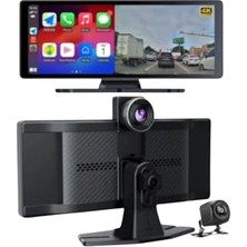 Trendexa 8 Inç Carplay Araç Ekranı Multimedya Tak Çalıştır 4K Ön/arka Çift Kameralı Iphone Android Uyumlu