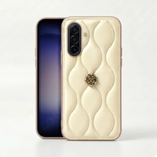 Samsung Galaxy A57 Uyumlu Kılıf Zebana Camellia Deri Kılıf Bej