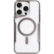 Sh Apple Iphone 16 Pro Max Kılıf Boyi Magsafe Silikon Kapak - Titan Gri Sh Najmaddin