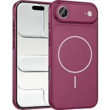 Apple iPhone 17 Uyumlu Kılıf Zebana Titanmag Kılıf (Iphone 18 Pro Max Görünümlü) Burgonya (Bordo)