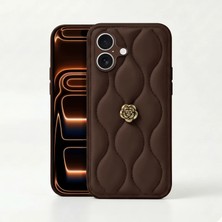 Apple iPhone 18 Uyumlu Kılıf Zebana Camellia Deri Kılıf Kahverengi