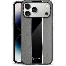 Apple iPhone 18 Pro Uyumlu Kılıf Zebana Premium Deri Kılıf Gri