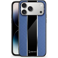 Apple iPhone 18 Pro Uyumlu Kılıf Zebana Premium Deri Kılıf Mavi