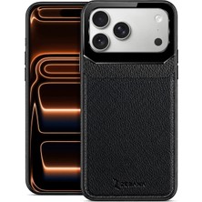 Apple iPhone 18 Pro Uyumlu Kılıf Zebana Lens Deri Kılıf Siyah
